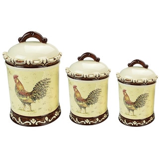 Lorren Home Trend Morning Rooster Collection 3-piece Canister Set