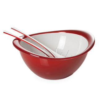 Lorren Home Trend Omada-Italy Red Plastic 4-piece Dishwasher Safe Colander and Bowl Set