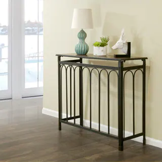 Adabella Simple Classic Black Birch Wood Top Metal Frame Console Table