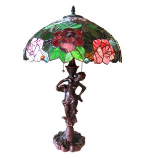 Chloe Tiffany Style Floral Design 2-light Antique Bronze Table Lamp