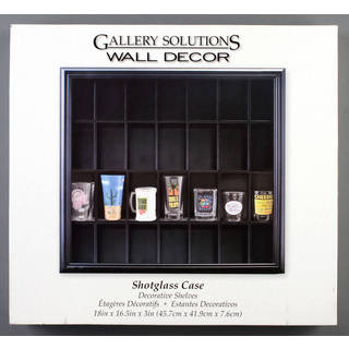 Gallery Solutions Black Wood Decorative Wall Shot Glass Case