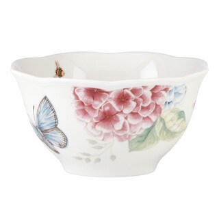 Lenox Butterfly Meadow Hydrangea White Porcelain Rice Bowl