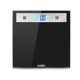 Coby Tempered Glass Digital Talking Bathroom Scale with Temperature and Blue Backlit LCD Display