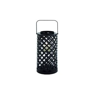 Great Outdoors Black Iron/Glass 24-inch Cylinder Lantern Candle Holder