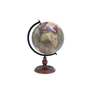 Iron and Wood Tilted World Globe
