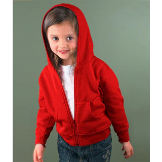 Boys' Red 7.5-ounce Cotton-blend Fleece Full-zip Hoodie