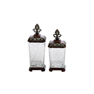 Polystone 13-inch and 12-inch High Glass Jars (Set of 2)
