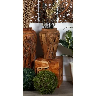 Teak Wood 19-inch Wide x 39-inch High Vase
