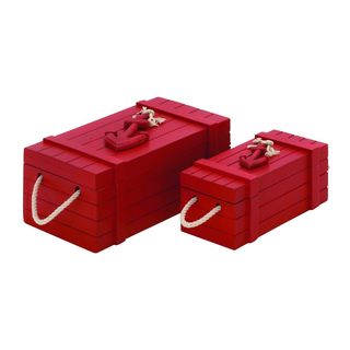 Red Wood/Rope 7-inch/10-inch Boxes (Set of 2)