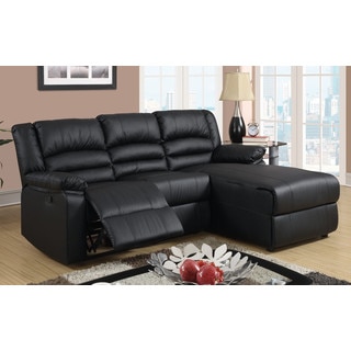 Modern Bonded Leather Small Space Sectional Reclining Sofa with Chaise