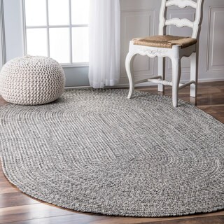 nuLOOM Handmade Casual Solid Braided Oval Rug (5' x 8' Oval)