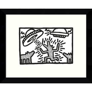 Framed Art Print 'Untitled, 1982 (Dogs with UFOs)' by Keith Haring 11 x 9-inch