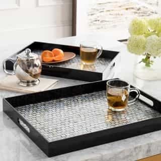 Alai MDF/Mother of Pearl Large Size Decorative Tray Set