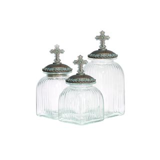 Silver, GoldGlass Storage Containers (Set of Three)