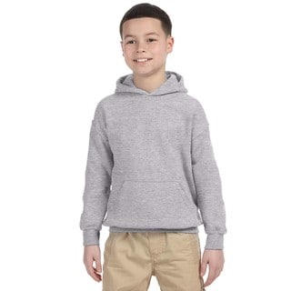 Heavy Blend Boy's Grey Cotton-blended Hooded Sweatshirt