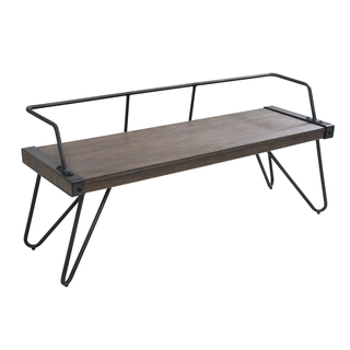 Stefani Antique Metal and Walnut Wood Industrial Bench