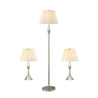 Coaster Company 3-piece Brushed Nickel Lamp with Faux Silk Shade Set