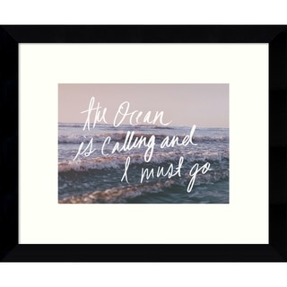 Framed Art Print 'The Ocean Is Calling And I Must Go' by Leah Flores 11 x 9-inch