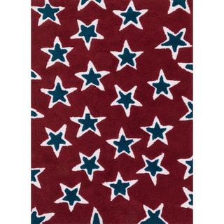 Hand-tufted Riley Red/ Navy Rock Star Shag Rug (7'3 x 9'3)