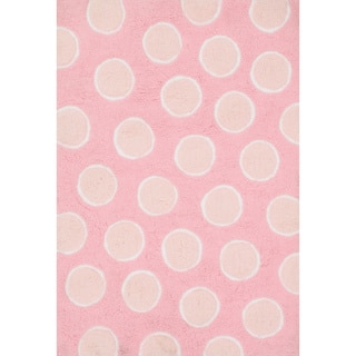 Hand-tufted Riley Pink/ Multi Polka Dots Shag Rug (5'0 x 7'0)