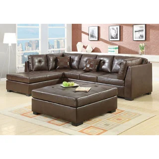 Coaster Company Brown Leather Sectional with Chaise