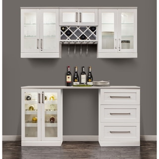NewAge Home Bar 72-inch White 6-Piece Shaker Style Cabinet Set