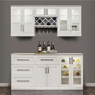 NewAge Products 72-inch Wide 7-piece White Shaker-style Home Bar