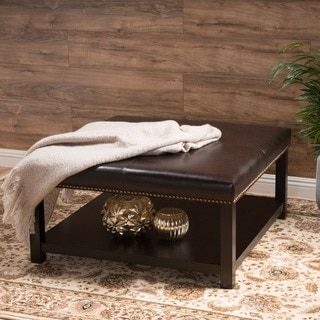 Christopher Knight Home Avary Wood Square Storage Ottoman Table with Bottom Rack