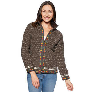 Laundromat Lausanne Women's Brown Wool Zip-front Sweater