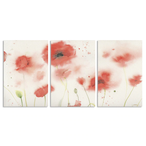 Sheila Golden 'Red Poppy Profusion' Multi Panel Art Set