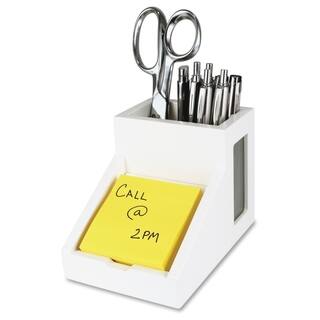 Victor Pure White Collection Wood Pencil Cup with Note Holder - White