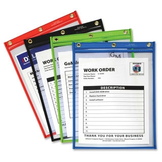 C-Line Products Heavy Duty Super Heavyweight Plus Stitched Shop Ticket Holder, Assorted, 9x12, 20/BX - Assorted (20/Box)