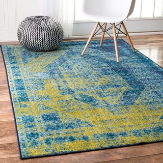 nuLOOM Traditional Vintage Inspired Overdyed Blue Rug (4'4 x 6')