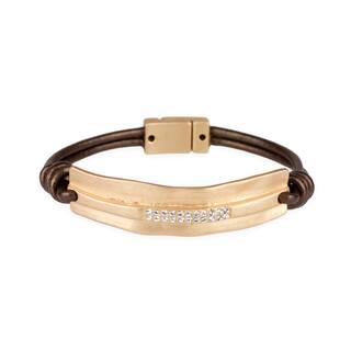 Saachi Brown Leather Metal Rugged Bar Bracelet (China)