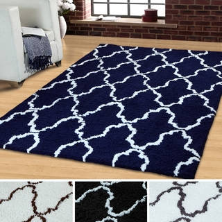 Superior Trellis Collection Hand Woven and Soft Shag Rug (5'x8')