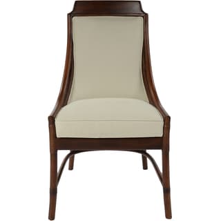 Lima Mahogany Rattan White Cushion Side Chair