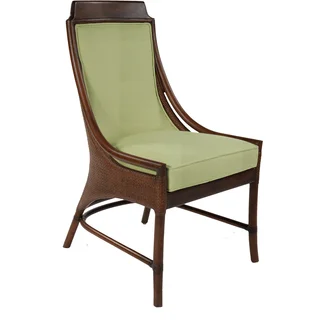 Lima Mahogany Rattan Green Cushion Side Chair