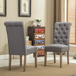 Habit Solid Wood Tufted Parsons Dining Chairs (Set of 2)