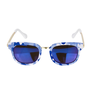 Crummy Bunny Kids UV400 Sunglasses Blue Camo Print with Metal Frames