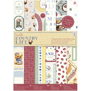 Papermania Ultimate A4 Die-Cuts & Paper Pack 48/Pkg Country Life, Linen Finish