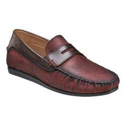 Men's Florsheim Surface Moc Toe Penny Loafer Red Milled Nubuck/Brown Smooth Leather