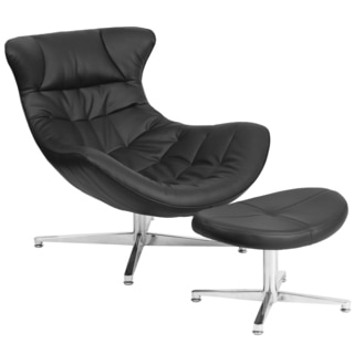 Leather Cocoon Chair with Ottoman