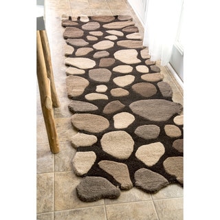 nuLOOM Hand-carved Stones and Pebbles Wool Runner Rug (2'6 x 12')