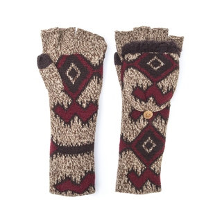 Muk Luks Women's Acrylic/ Polyester Faux Fur Tribal Long Flip Mittens