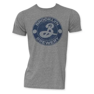 Brooklyn Brewery Men's Grey Cotton and Polyester Circle Logo T-shirt