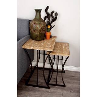 Metal Wood Nesting Table (Set of 3) 26inches x 22inches x 19 inches high)