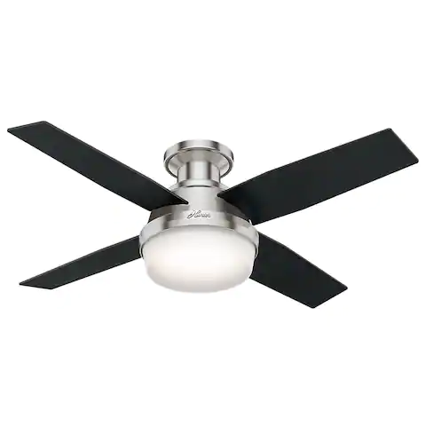 Hunter 44" Dempsey Flush Mount Ceiling Fan with LED Light Kit, Handheld Remote - Modern, Contemporary, Transitional