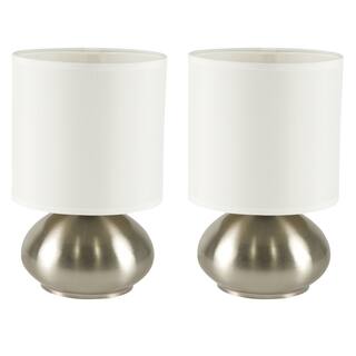 Light Accents Bedroom Side Table Lamps with On/Off Touch Sensor Brushed Nickel (Set of 2)