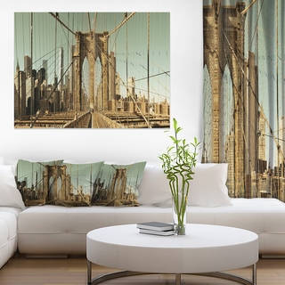 Manhattan Bridge in New York Brown - Cityscape Canvas print