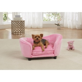 Enchanted Home Pet Ultra Plush Pink Fabric Snuggle Pet Sofa